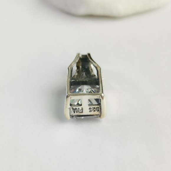 Marcasite CZ pendant In Sterling Silver Vintage 90s - Picture 8 of 9